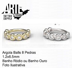 Argola Balls 8 Pedras - Modelo 02
