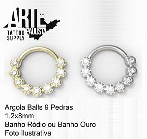 Argola Balls 9 Pedras - Modelo 06