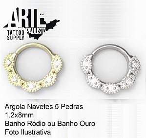 Argola Navetes 5 Pedras - Modelo 08