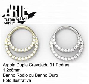 Argola Dupla Cravejada 31 Pedras - Modelo 01