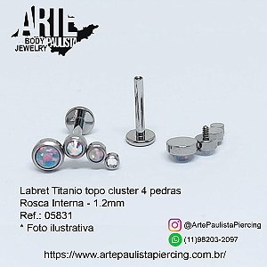 Labret Titânio ASTM F136 Rosca Interna Topo Cluster - Modelo 01