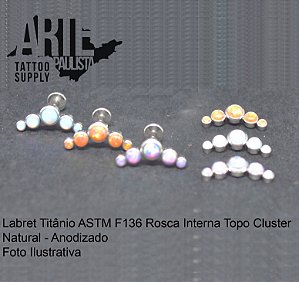 Labret Titânio ASTM F136 Rosca Interna Topo Cluster - Modelo 05