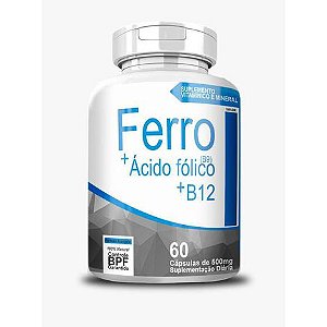 Ferro + B9 + B12 500Mg 60 Caps - 4 Elementos