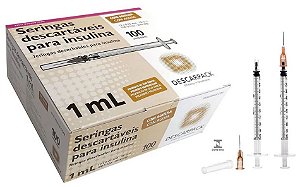 Seringa Descartável para Insulina 26G 13mm x 0,45mm 100U