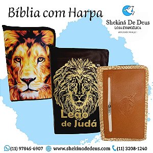 Bíblia com ziper e harpa pentecostal