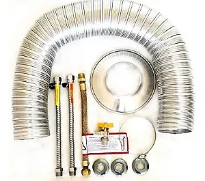 Kit Aquecedor 1/2" - 2- flex água 60cm - 1- flex gás 1,50m .Duto de 60mmx1,50metros.