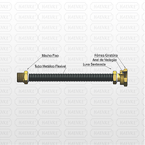 TUBO FLEXÍVEL PARA MEDIDOR DE GÁS G2.5 e G4.0 F.G 1.1/4” X M 3/4"