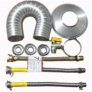 Kit Aquecedor 3/4" x 1/2" , flexivel 30cm, duto 90mm ( 1,00 à 3,00metros).