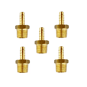 Kit 05 Espigão Adaptador Bico 1/2 Macho X 3/8 Bm Gas Gn Glp