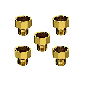 Kit com 5 Bucha Redução Invertida Latão Rosca Femêa 3/4 X Macho 1/2