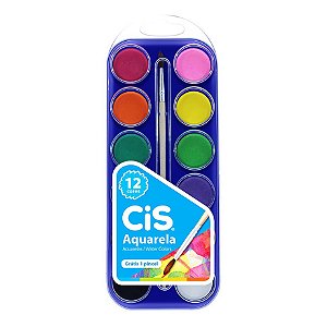 Aquarela Em Pastilha Cis 12 Cores E Pincel