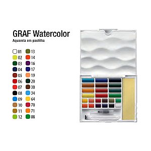 Aquarela Em Pastilha Cis Graf Watercolor 24 Cores