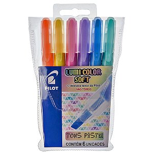 Kit Caneta Marca Texto Pilot Lumi Color Soft Tons Pastel