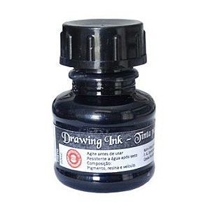 Tinta Nanquim Para Caligrafia e Desenho Drawing Ink Koh-I-Noor Preta - 20ml