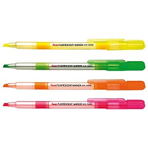 Kit Caneta Marca Texto Pentel Fluorescente 4 Cores