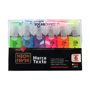 Estojo Caneta Marca Texto Jocar Office Neon Fever 6 Cores