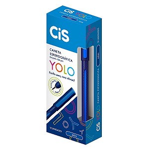 Caneta Esferográfica Cis Yolo Azul Caixa Com 12 Unidades