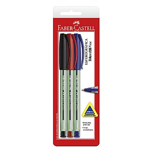 Caneta Esferográfica Faber-Castell Trilux 035 Fine Blister Com 3 Cores