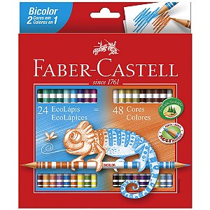 Lápis de Cor Ecolápis Faber-Castell Bicolor 24 Unidades 48 Cores