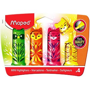 Kit Marca Texto Maped Fluo Peps Mini Cute 4 Cores