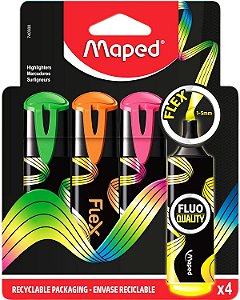 Kit Marca Texto Maped New Flex 4 Cores