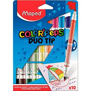 Caneta Hidrográfica Maped Color Peps Duo Tip 10 Cores