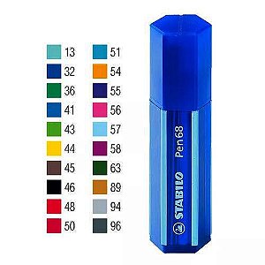 Estojo Azul Caneta Stabilo Pen 68 Com 20 Cores