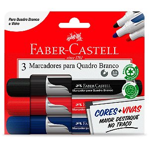 Caneta Marcador Para Quadro Branco Faber Castell 3.5mm 3 Cores