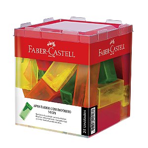 Apontador Com Deposito Transparente Faber-Castell Cores Neon