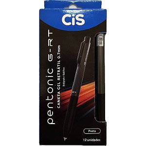 Caneta Gel Retrátil Cis Pentonic G-RT Preta 0.7mm 12 Unidades