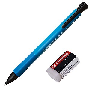 Kit Lapiseira Stabilo Com4pencil 0.7mm Azul + Borracha Supreme