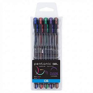 Caneta Gel Cis Pentonic Gel Dark Estojo Com 5 Cores