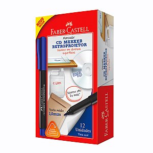 Caneta Marcador Retroprojetor Faber-Castell Azul 1.0mm 12 Unidades