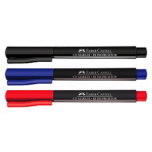 Caneta Marcador Retroprojetor Faber-Castell 1.0mm 3 Cores