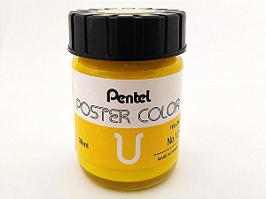 Tinta Guache Para Caligrafia e Desenho Pentel Poster Color Amarelo 12 - 30ml