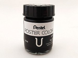 Tinta Guache Para Caligrafia e Desenho Pentel Poster Color Preto 28 - 30ml