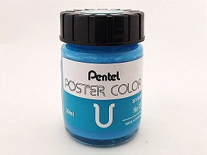 Tinta Guache Para Caligrafia e Desenho Pentel Poster Color Azul Céu 72 - 30ml