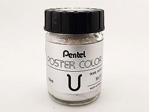 Tinta Guache Para Caligrafia e Desenho Pentel Poster Color Prata 91 - 30ml