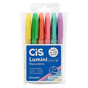 Estojo Caneta Marca Texto Cis Lumini Pastel 6 Cores