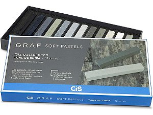 Giz Pastel Seco Cis Graf Soft Pastels 12 Cores Tons De Cinza