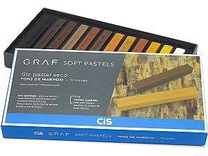 Giz Pastel Seco Cis Graf Soft Pastels 12 Cores Tons De Marrom