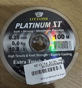 Linha Monofilamento OTTONI - Platinum XT Nº 0.25 100m