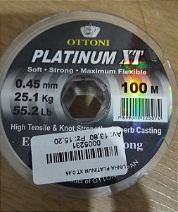 Linha Monofilamento OTTONI - Platinum XT Nº 0.45 100m