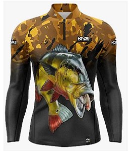 Camiseta de Pesca King - Marrom nos ombros