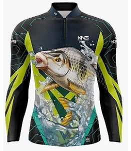 Camiseta de Pesca King - Preta e Amarela