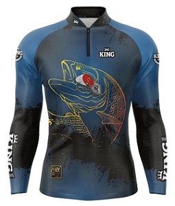 Camiseta de Pesca King - Azul e Preta