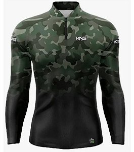 Camiseta de Pesca King - Preta e Camuflagem