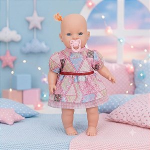 Boneca Bebê Baby Milk Vestido Rosa