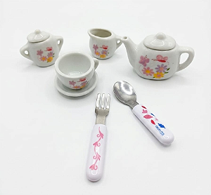 Joguinho de Chá Porcelana em Miniatura