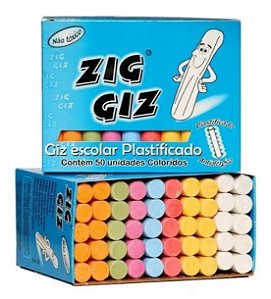 Caixa de Giz Escolar Colorido 50 Unidades Antialérgico